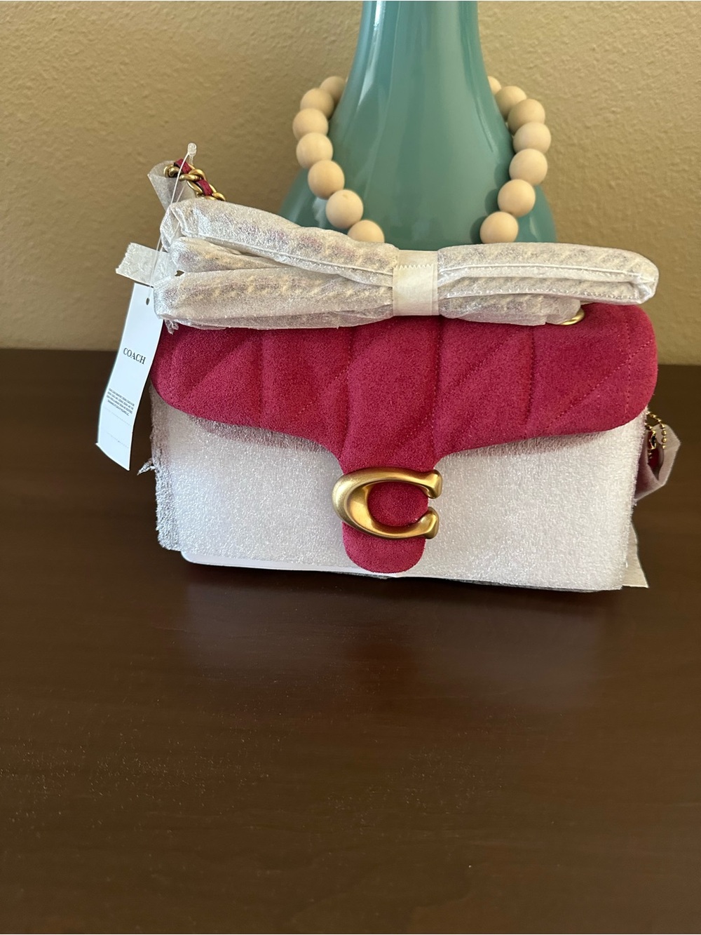 Coach Quilted Suede Dark Fuschia Tabby 20 NWT and factory wrapped